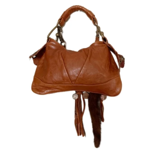 NWOT Rare Caterina Lucchi Boho Vintage Croc Leather with Coin Emb. Handbag - Picture 2 of 9